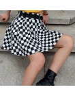 DICLOUD 2019 plisowane spódnice szachownicy kobiet Harajuku spódnica z wysokim stanem Casual taniec koreański pot krótka letnia 