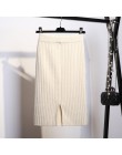 Kobiety z powrotem rozcięcie Bodycon elegancka spódnica ołówkowa Midi jesień zima z dzianiny w stylu casual spódnica spódnice z 