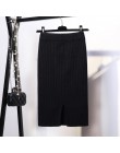 Kobiety z powrotem rozcięcie Bodycon elegancka spódnica ołówkowa Midi jesień zima z dzianiny w stylu casual spódnica spódnice z 