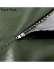 WOTWOY jesienne biuro Lady Faux Leather Women spódnica 2020 formalne wysokiej talii Midi spódnica ołówkowa do kolan z tylnym roz