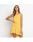 Lossky kobiety letnia sukienka Polka Dot szyfonowa bez rękawów plaża Mini Casual żółta Sundress 2020 Plus rozmiar sukienka dla k
