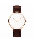 Simple Style Quartz Clock No Logo Ultra-thin Military Army Leather Watches