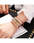 Twórczy prostokąt panie oglądać 2019 moda Casual Luxury Rose złoty zegarek z brylantami kobiety zegarki stalowa siatka magnetycz
