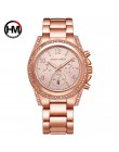Drop Shipping różowe złoto Top luksusowa marka kobiety zegarki z kryształami górskimi kalendarz Montre Femme wodoodporny zegarek