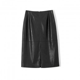 WOTWOY jesienne biuro Lady Faux Leather Women spódnica 2020 formalne wysokiej talii Midi spódnica ołówkowa do kolan z tylnym roz