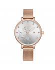 NAVIFORCE zegarki damskie luksusowe marki reloj zegarek z motylami moda panie kwarcowe siatki ze stali nierdzewnej wodoodporny p