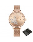 NAVIFORCE zegarki damskie luksusowe marki reloj zegarek z motylami moda panie kwarcowe siatki ze stali nierdzewnej wodoodporny p