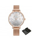 NAVIFORCE zegarki damskie luksusowe marki reloj zegarek z motylami moda panie kwarcowe siatki ze stali nierdzewnej wodoodporny p
