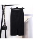 Kobiety z powrotem rozcięcie Bodycon elegancka spódnica ołówkowa Midi jesień zima z dzianiny w stylu casual spódnica spódnice z 