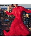 BeAvant Polka dot czerwona jesienno-zimowa sukienka kobiety elegancki rękaw kloszowy długie sukienki imprezowe wzburzyć o-neck c