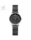 SK Super cienki srebrny Mesh zegarki ze stali nierdzewnej kobiety Top marka luksusowy zegar panie Wrist Watch Lady Relogio Femin