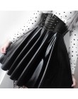 SUCHCUTE spódnice damskie Gothic Harajuku bandaż Faux Leather koreański moda czarne spódnice plisowane mini 2019 Summer Party Pu