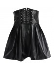 SUCHCUTE spódnice damskie Gothic Harajuku bandaż Faux Leather koreański moda czarne spódnice plisowane mini 2019 Summer Party Pu