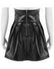 SUCHCUTE spódnice damskie Gothic Harajuku bandaż Faux Leather koreański moda czarne spódnice plisowane mini 2019 Summer Party Pu