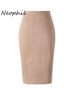 Neophil 2020 letnie kobiety Suede Midi spódnica ołówkowa wysokiej talii szary różowy XXL seksowny styl folia stretch panie praca