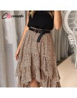 Conmoto 2019 wysokiej talii falbany plaża kobiety spódnice Polka Dot Feminino letnie spódnice Ruffles asymetryczna elegancka spó