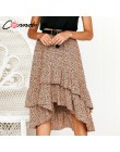 Conmoto 2019 wysokiej talii falbany plaża kobiety spódnice Polka Dot Feminino letnie spódnice Ruffles asymetryczna elegancka spó