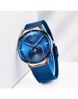Relogio Feminino 2020LIGE Damski Zegarek niebieski moda Zegarek kobiety Mesh wodoodporny zegar Slim Damski Zegarek kwarcowy Zega