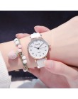 Kobiety moda biały zegarek skóra quartz zegarki damskie 2019 marka ulzzang proste numer Dial kobieta zegar Montre Femme