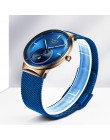 Relogio Feminino 2020LIGE Damski Zegarek niebieski moda Zegarek kobiety Mesh wodoodporny zegar Slim Damski Zegarek kwarcowy Zega