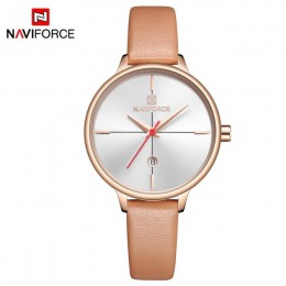 NAVIFORCE kobiet zegarka mody zegarek kwarcowy pani niebieski PU Watchband data Casual 3ATM zegarek wodoodporny prezent dla dzie