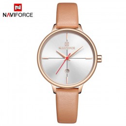 NAVIFORCE kobiet zegarka mody zegarek kwarcowy pani niebieski PU Watchband data Casual 3ATM zegarek wodoodporny prezent dla dzie