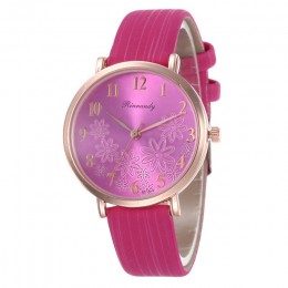 Moda prosty kwiat wzór kobiety Zegarek kwarcowy skórzany pasek zegarki damskie Casual zegarki damskie Zegarek Damski zegar