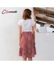 Conmoto 2019 wysokiej talii falbany plaża kobiety spódnice Polka Dot Feminino letnie spódnice Ruffles asymetryczna elegancka spó