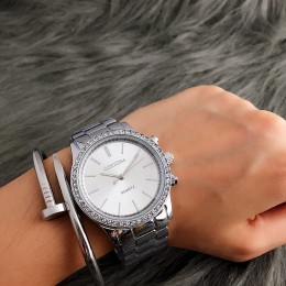 CONTENA moda srebrny Zegarek kobiet zegarki luksusowe Rhinestone damskie zegarki Zegarek dla pań zegar Relogio Feminino Zegarek 