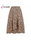 Conmoto 2019 wysokiej talii falbany plaża kobiety spódnice Polka Dot Feminino letnie spódnice Ruffles asymetryczna elegancka spó