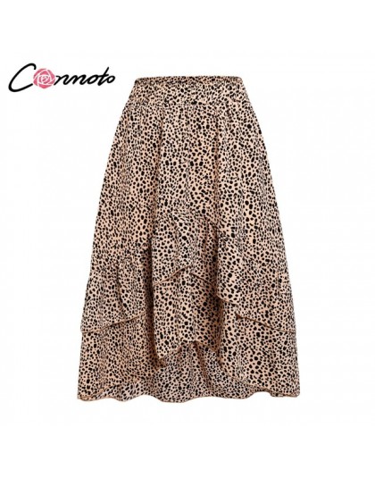 Conmoto 2019 wysokiej talii falbany plaża kobiety spódnice Polka Dot Feminino letnie spódnice Ruffles asymetryczna elegancka spó