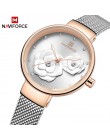 Zegarek damski NAVIFORCE Top Luxury Brand siatka stalowa wodoodporne zegarki damskie kwiat zegarek kwarcowy kobieta urocza dziew