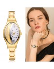 Zegarek damski zegarek złoty moda luksusowy zegarek na nadgarstek ze stali nierdzewnej Rhinestone elipsa kreatywna sukienka dams
