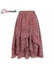 Conmoto 2019 wysokiej talii falbany plaża kobiety spódnice Polka Dot Feminino letnie spódnice Ruffles asymetryczna elegancka spó