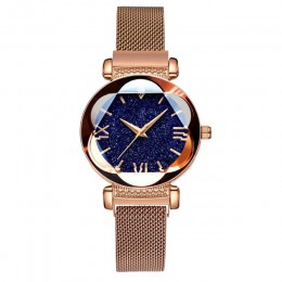 Luksusowe złota róża kobiety zegarki moda diament panie Starry Sky magnes zegarek wodoodporny zegarek dla kobiet zegar na prezen