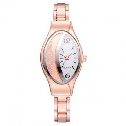 Zegarek damski zegarek złoty moda luksusowy zegarek na nadgarstek ze stali nierdzewnej Rhinestone elipsa kreatywna sukienka dams