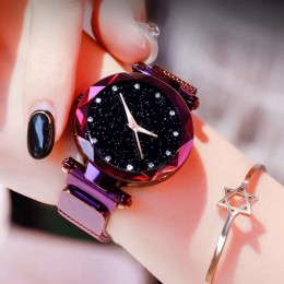 2020 luksusowe Starry Sky kobiet zegarki złota róża magnes opaska siatkowa dżetów diamentowy zegarek kwarcowy zegarek panie kobi