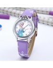 Elsa Watch Girls Elsa Princess zegarki dla dzieci skórzany pasek śliczne dzieci Cartoon zegarki na rękę prezenty dla dzieci dzie