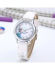 Elsa Watch Girls Elsa Princess zegarki dla dzieci skórzany pasek śliczne dzieci Cartoon zegarki na rękę prezenty dla dzieci dzie