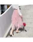 Spódnice damskie tiul Faldas Mujer Moda 2020 Moda elastyczny, wysoki stan siatki Tutu Maxi długie plisowane Midi Saias Jupe spód