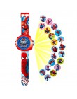 Księżniczka elza Spiderman zegarki dla dzieci projekcja Cartoon wzór cyfrowy zegarek dla dzieci dla chłopców dziewcząt zegar z w