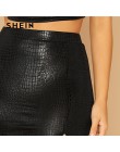 SHEIN czarny podział Side wąż tłoczone strona obcisła spódnica kobiety 2019 jesień wysokiej talii forma wyjściowa wyposażone Min