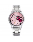 Hello Kitty dziecięcy zegarek Rhinestone Cartoon Hodinky luksusowe Rhinestone ze stali nierdzewnej stalowa klamra proste dziecko