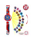 JOYROX projekcja dzieci zegarki Spiderman Pirncess Cartoon wzór zegarek dla chłopców dla dziewczynek LED zegar z wyświetlaczem r