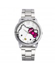 Hello Kitty dziecięcy zegarek Rhinestone Cartoon Hodinky luksusowe Rhinestone ze stali nierdzewnej stalowa klamra proste dziecko