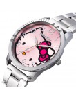 Hello Kitty dziecięcy zegarek Rhinestone Cartoon Hodinky luksusowe Rhinestone ze stali nierdzewnej stalowa klamra proste dziecko