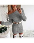 Nadafair dzianinowy ciepły sweter sukienka kobiety Vestidos różowy czarny Bodycon Mini długi rękaw biały jesień zima sukienka ko