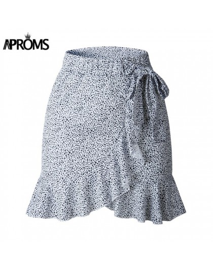 Aproms Multi nadruk w kropki minispódniczki damskie letnie wzburzyć wysokiej talii muszka spódnica damska Streetwear smukłe u do
