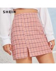 SHEIN Plaid rozcięcia po bokach Bodycon Mini spódnica kobiet dna 2019 jesień Streetwear Casual Line podstawowe panie płaszcza sp