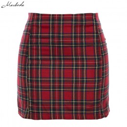 Macheda damska spódnica na co dzień Plaid Slim wysokiej talii plecak na zamek Hip moda damska Mini spódnica ołówkowa 2019 wiosna